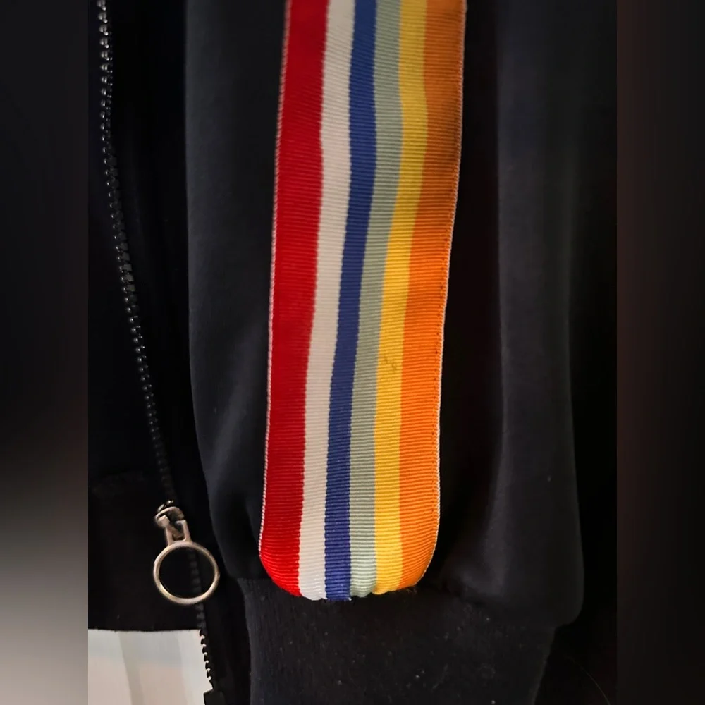 90s Y2K Multicolor Stripe Black Jacket - Picture 4 of 4